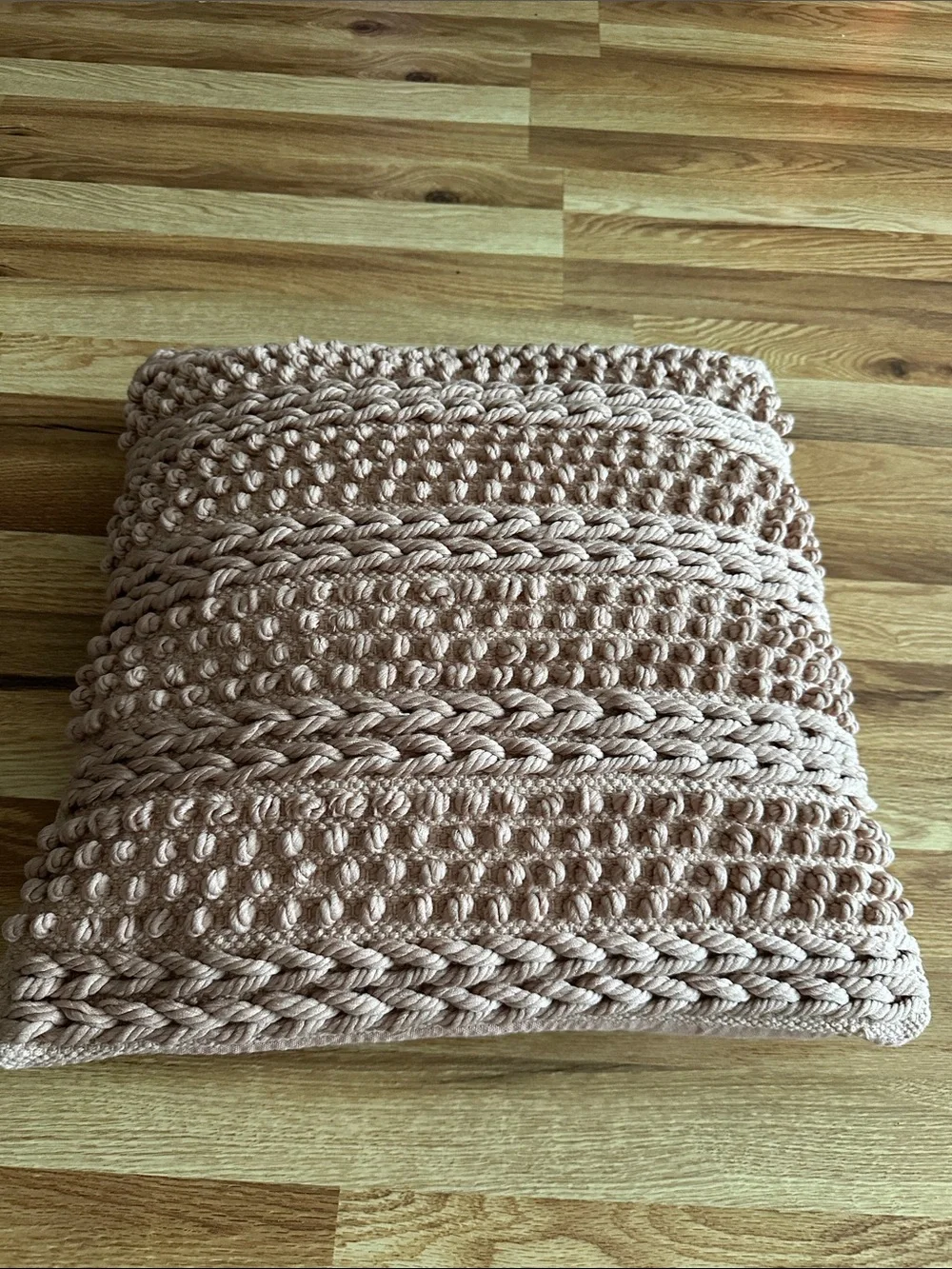 Mina Victory Chunky Knit Square Pillow - Blush Pink NWT
